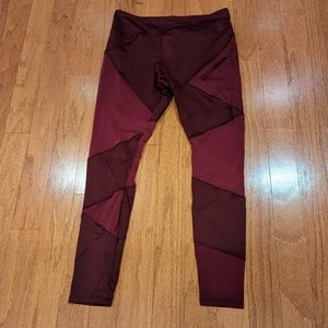 F21 Maroon Mesh Paneling Leggings Large